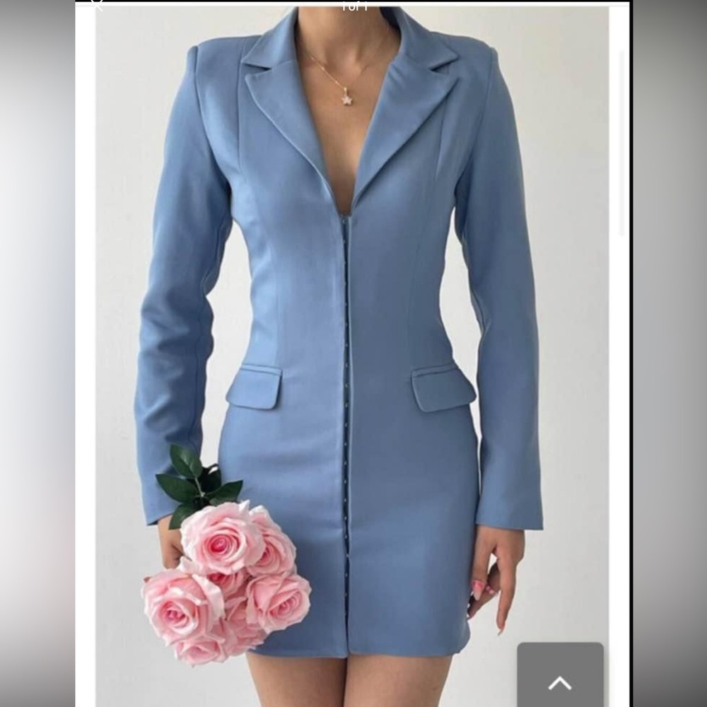 Baby Blue Blazer Jacket Dress